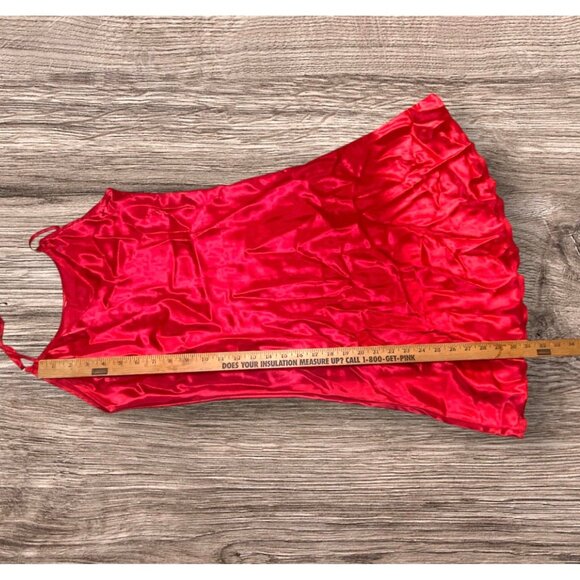 Red Satin Slip Dress Adjustable Straps Flowy Silhouette Sexy Coquette Vamp - Picture 6 of 6